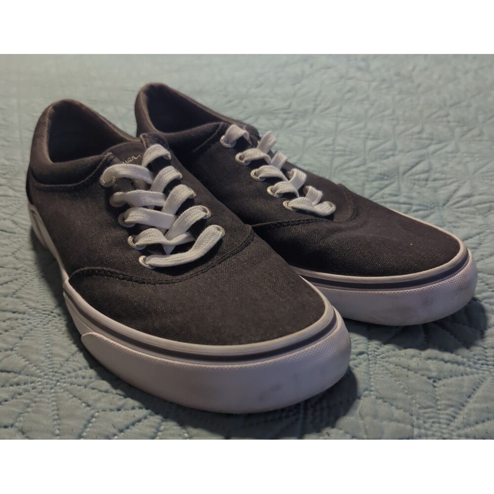 Eddie Bauer Haller Sneakers Men's Sz 9 Black Wash Canvas Lace Up Casual Skater